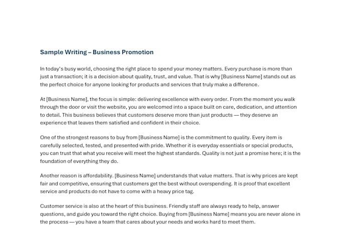 write clear and structured text for you